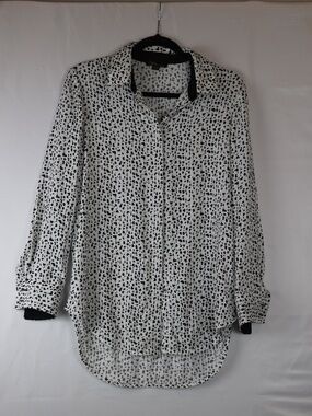 Dalia Black and White Speckled Button-Down Blouse